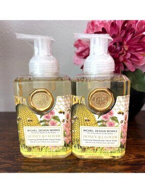 Michel Design Works Set of 2 HONEY & CLOVER  Foaming Hand Soap 17.8 fl oz Sealed